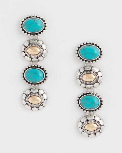 Chico's Turquoise Mixed Metal Linear Earrings