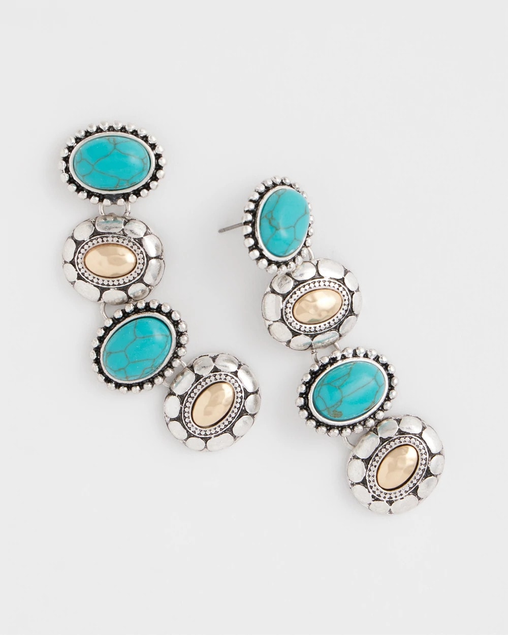 Chico's Turquoise Mixed Metal Linear Earrings