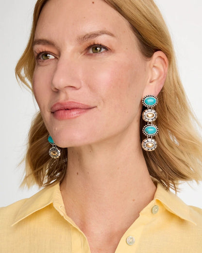 Chico's Turquoise Mixed Metal Linear Earrings