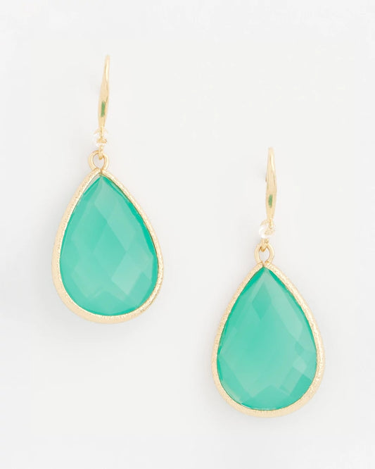 Chico's Green Teardrop Fishwire Earrings