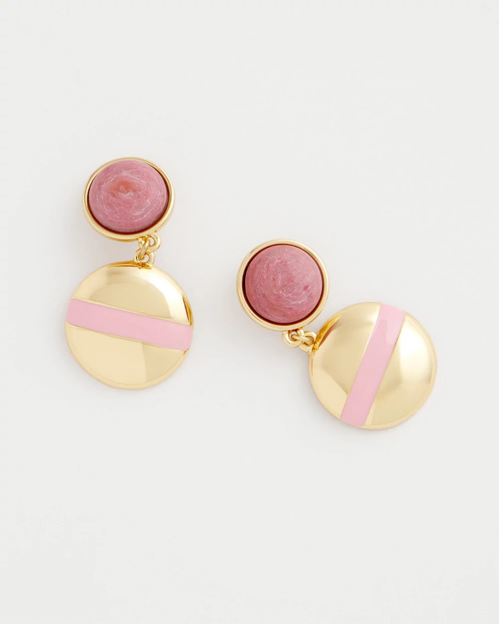 Chico's Pink Enamel Sphere Drop Earrings