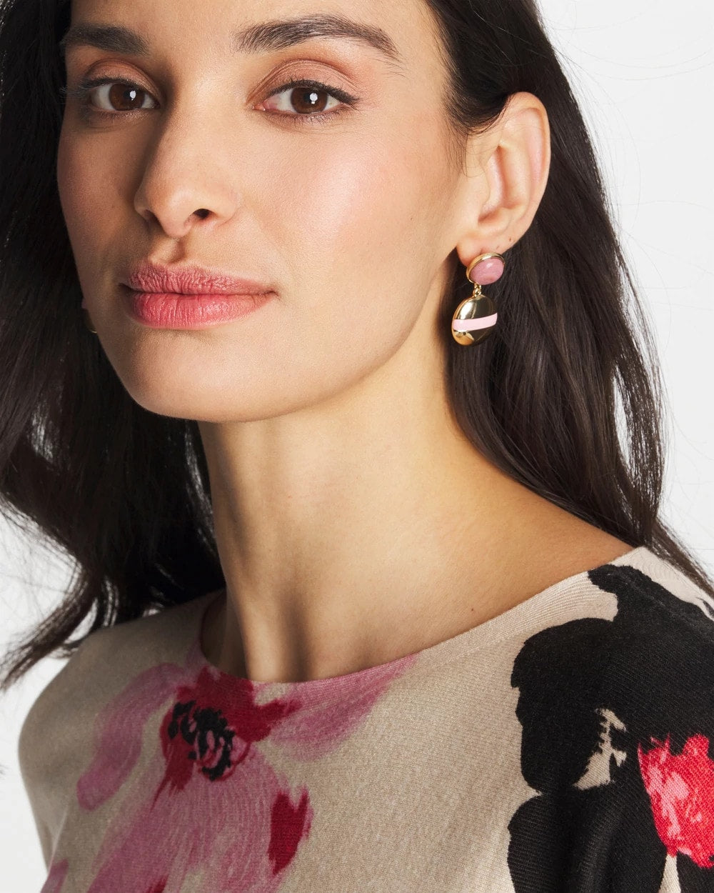Chico's Pink Enamel Sphere Drop Earrings