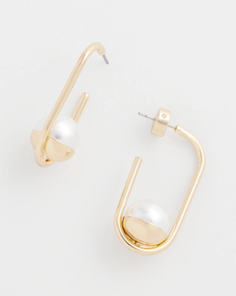 Chico's Pearl Gold Hoop Earrings