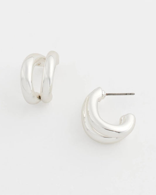 Chico's Silver Double Mini Hoop Earrings