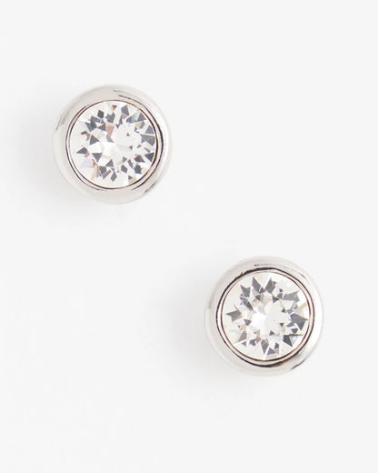 Chico's Silver Tone Crystal Stud Earrings