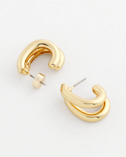 Chico's Gold Double Mini Hoop Earrings