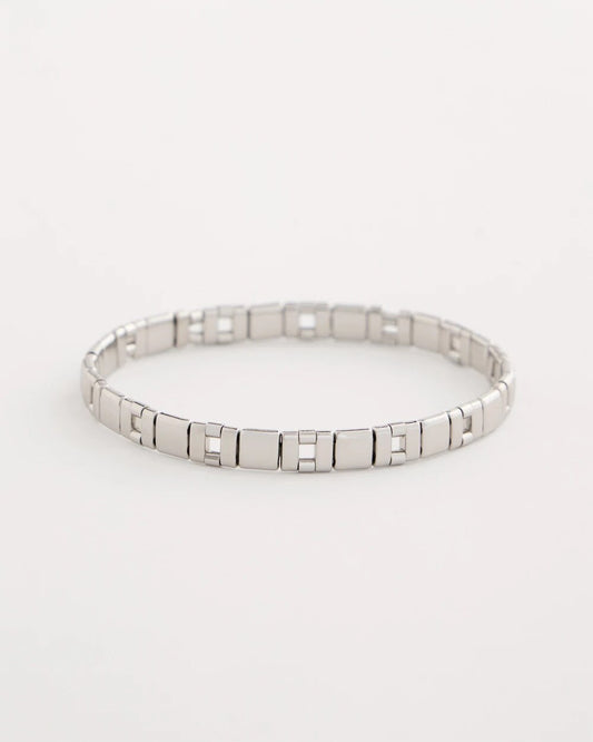 Chico's Glam Silvertone Slice Stretch Bracelet