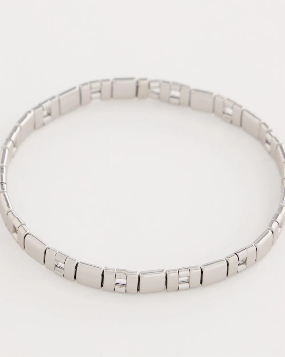 Chico's Glam Silvertone Slice Stretch Bracelet