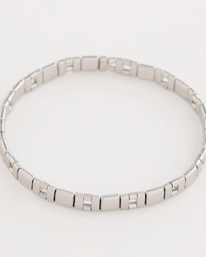 Chico's Glam Silvertone Slice Stretch Bracelet