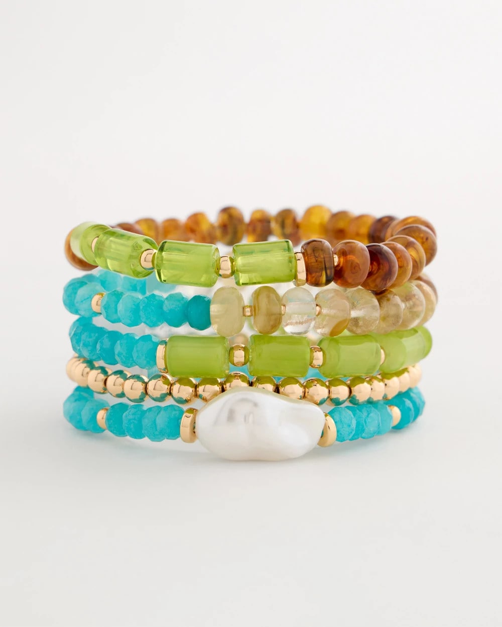 Chico's Multi-Colored Stretch Set of Five Beaded Bracelets