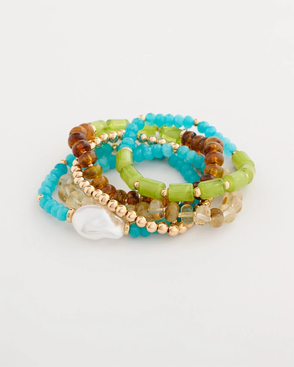 Chico's Multi-Colored Stretch Set of Five Beaded Bracelets