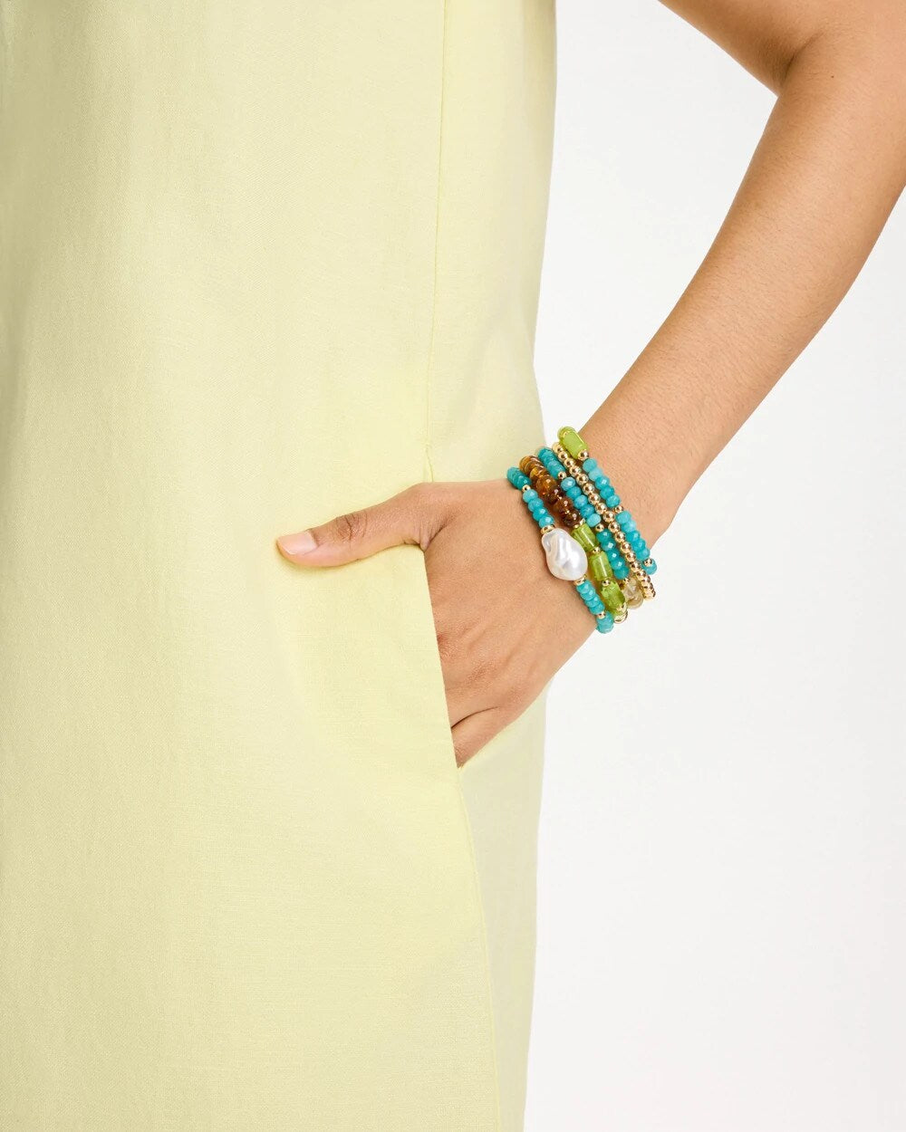 Chico's Multi-Colored Stretch Set of Five Beaded Bracelets