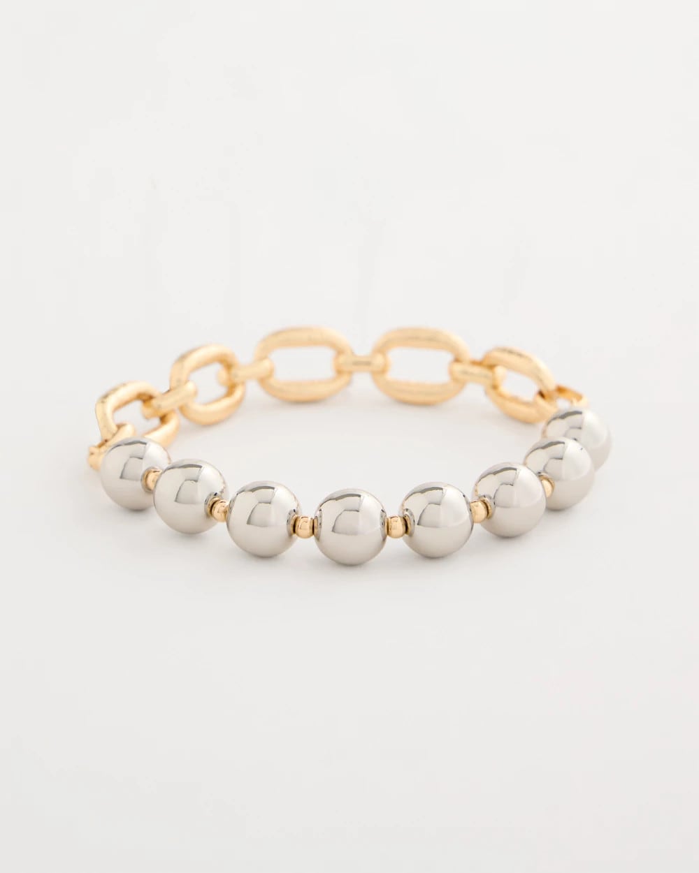 Chico's Mixed Metal Chain Bead Stretch Bracelet