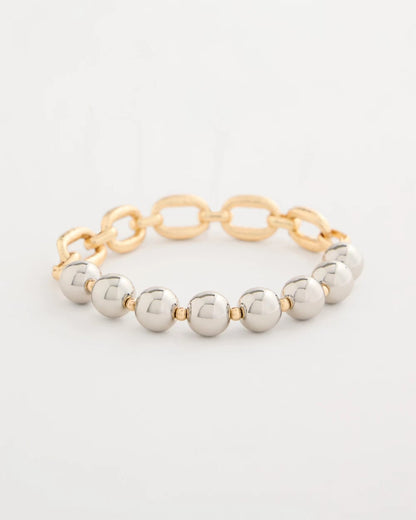 Chico's Mixed Metal Chain Bead Stretch Bracelet