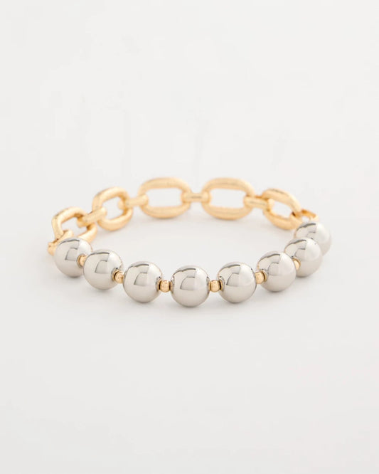 Chico's Mixed Metal Chain Bead Stretch Bracelet