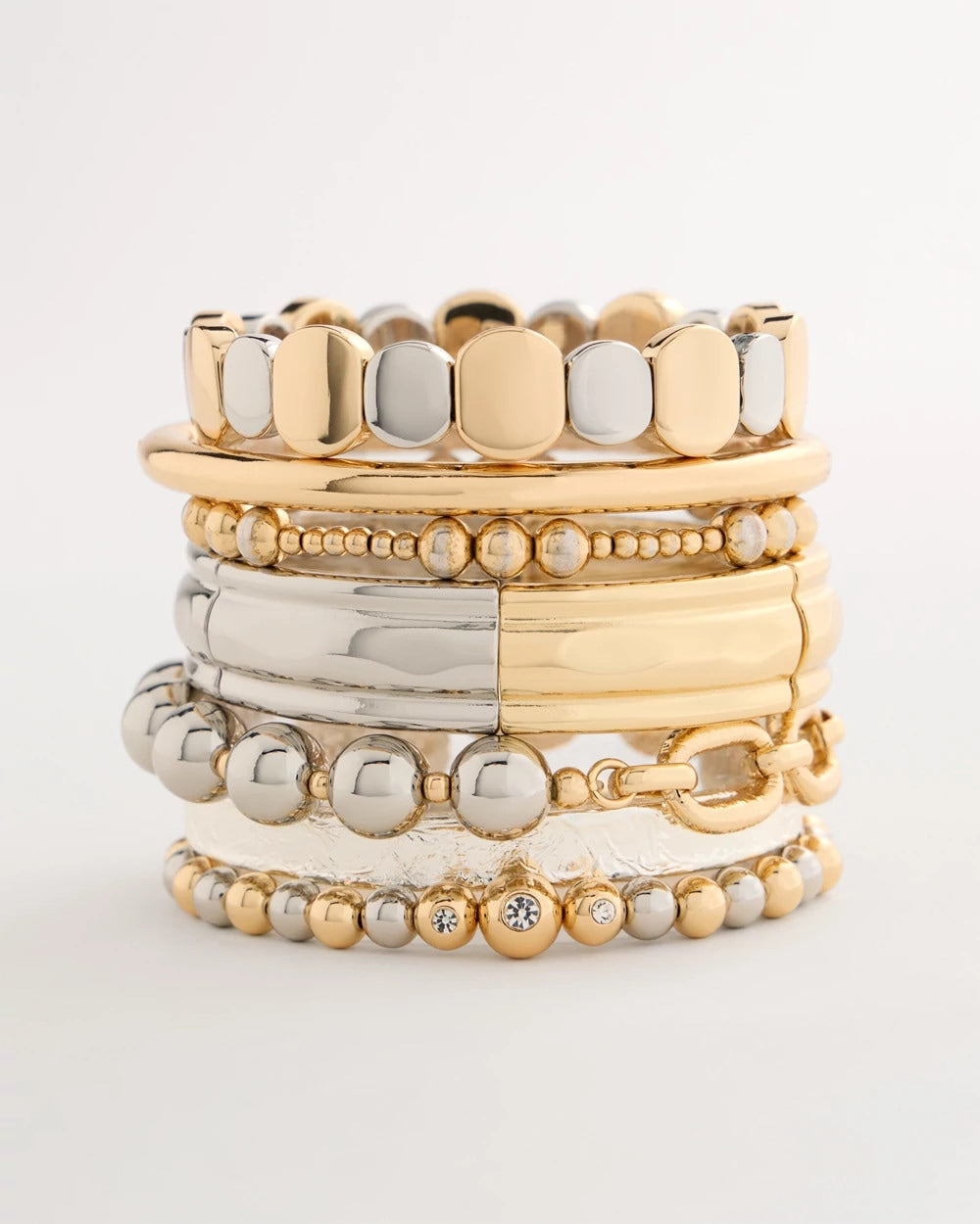Chico's Mixed Metal Chain Bead Stretch Bracelet