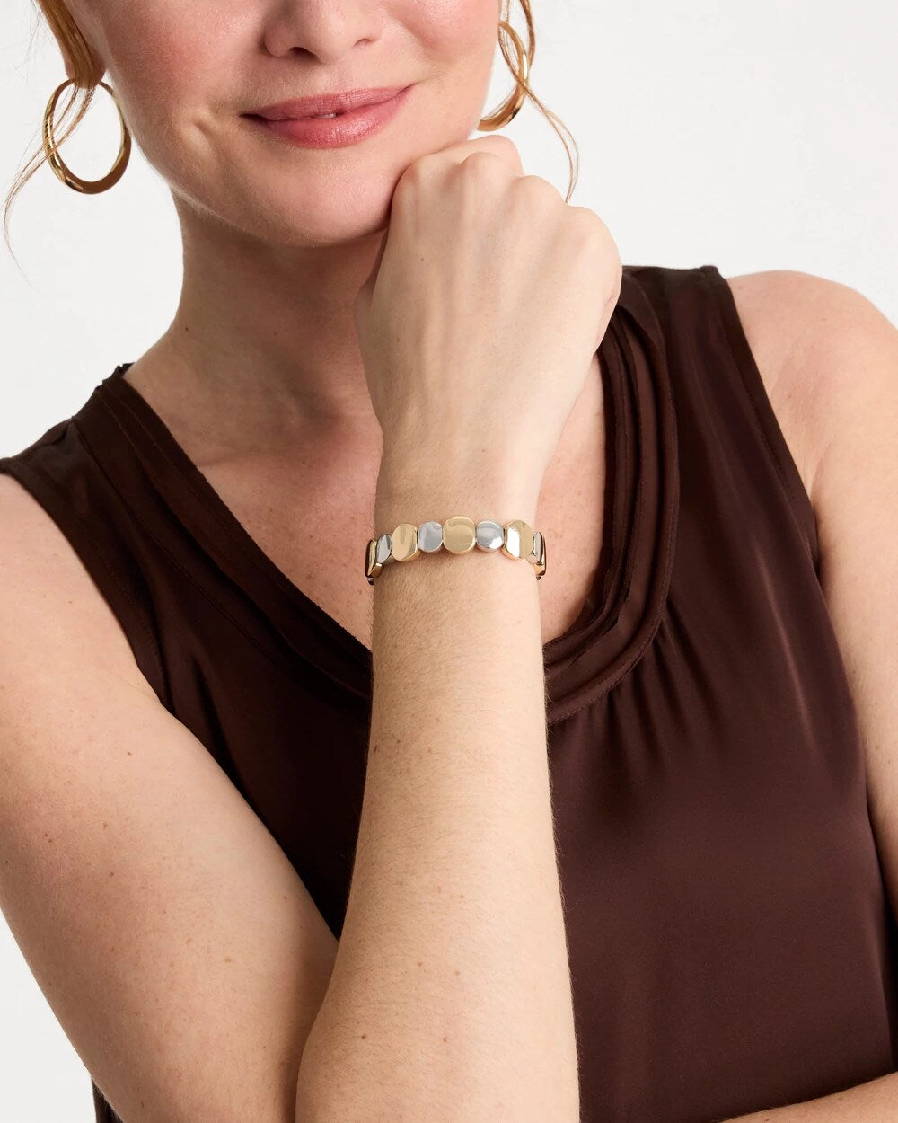 Chico's Mixed Metals Glam Stretch Bracelet
