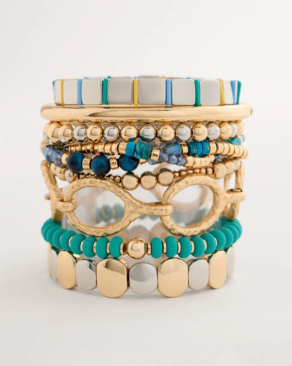 Chico's Green Round Stretch Bracelet