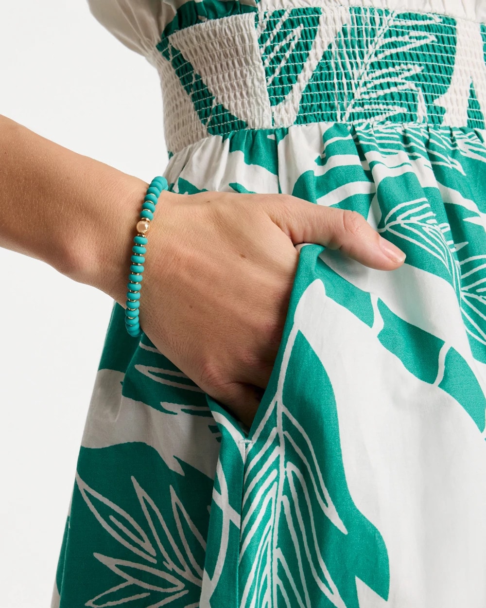 Chico's Green Round Stretch Bracelet