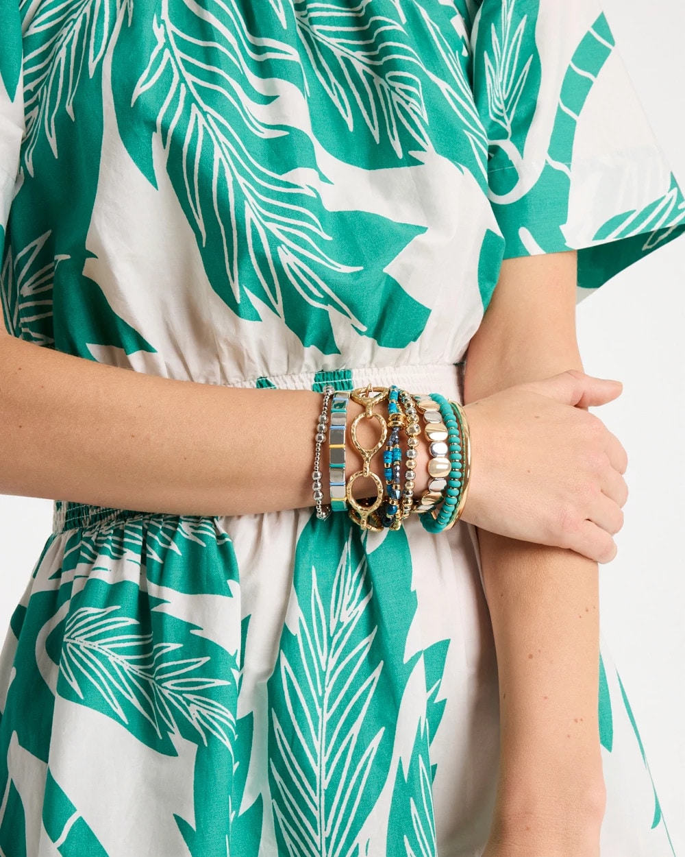 Chico's Green Round Stretch Bracelet