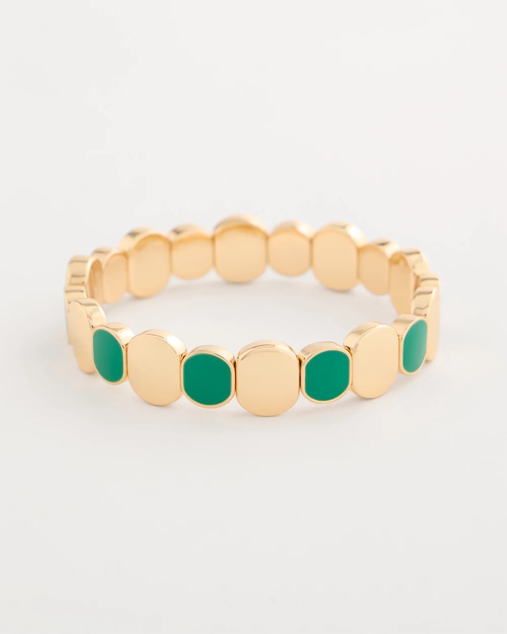 Chico's Green Goldtone Glam Stretch Bracelet