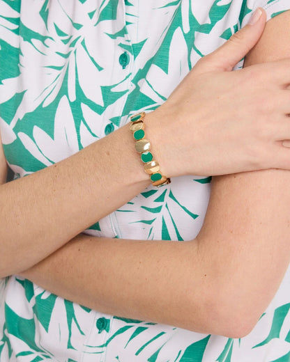 Chico's Green Goldtone Glam Stretch Bracelet