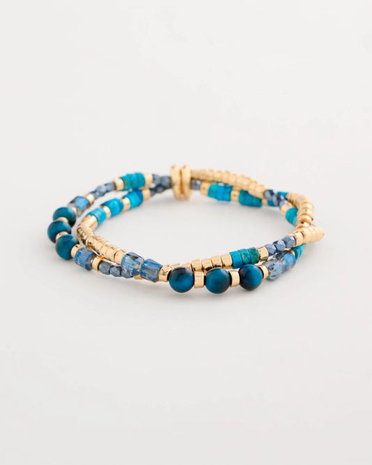 Chico's Genuine Teal Tiger's Eye Stretch Bracelet