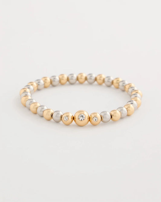 Chico's Mixed Metal Beaded Stretch Bracelet