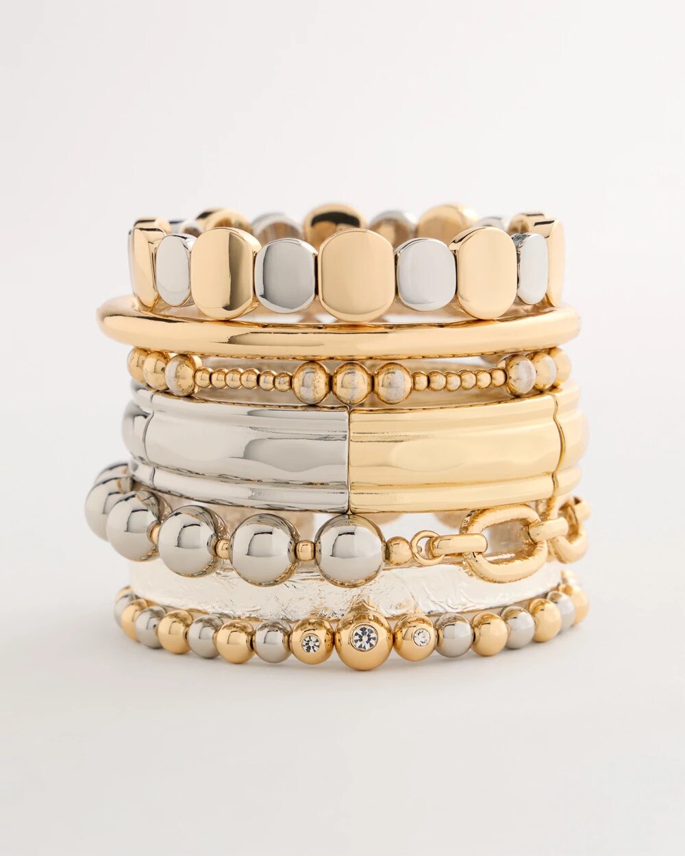 Chico's Mixed Metal Beaded Stretch Bracelet