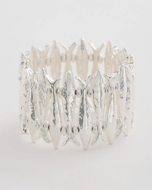 Chico's Silvertone Fish Stretch Bracelet