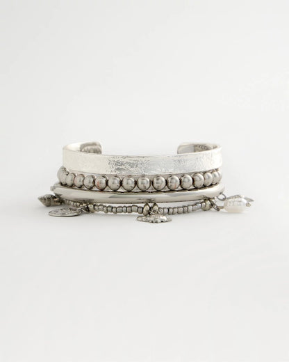 Chico's Beachy Silvertone Stretch Charm Bracelet