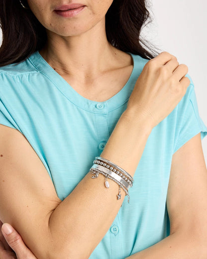 Chico's Beachy Silvertone Stretch Charm Bracelet