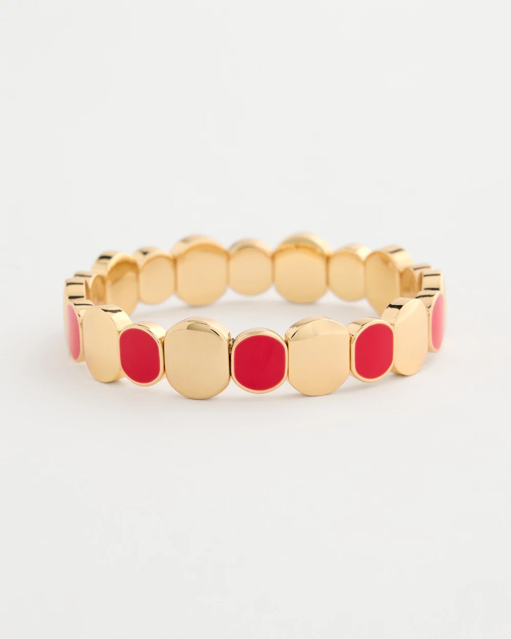 Chico's Red Goldtone Glam Stretch Bracelet