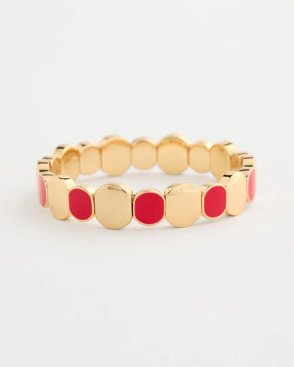 Chico's Red Goldtone Glam Stretch Bracelet