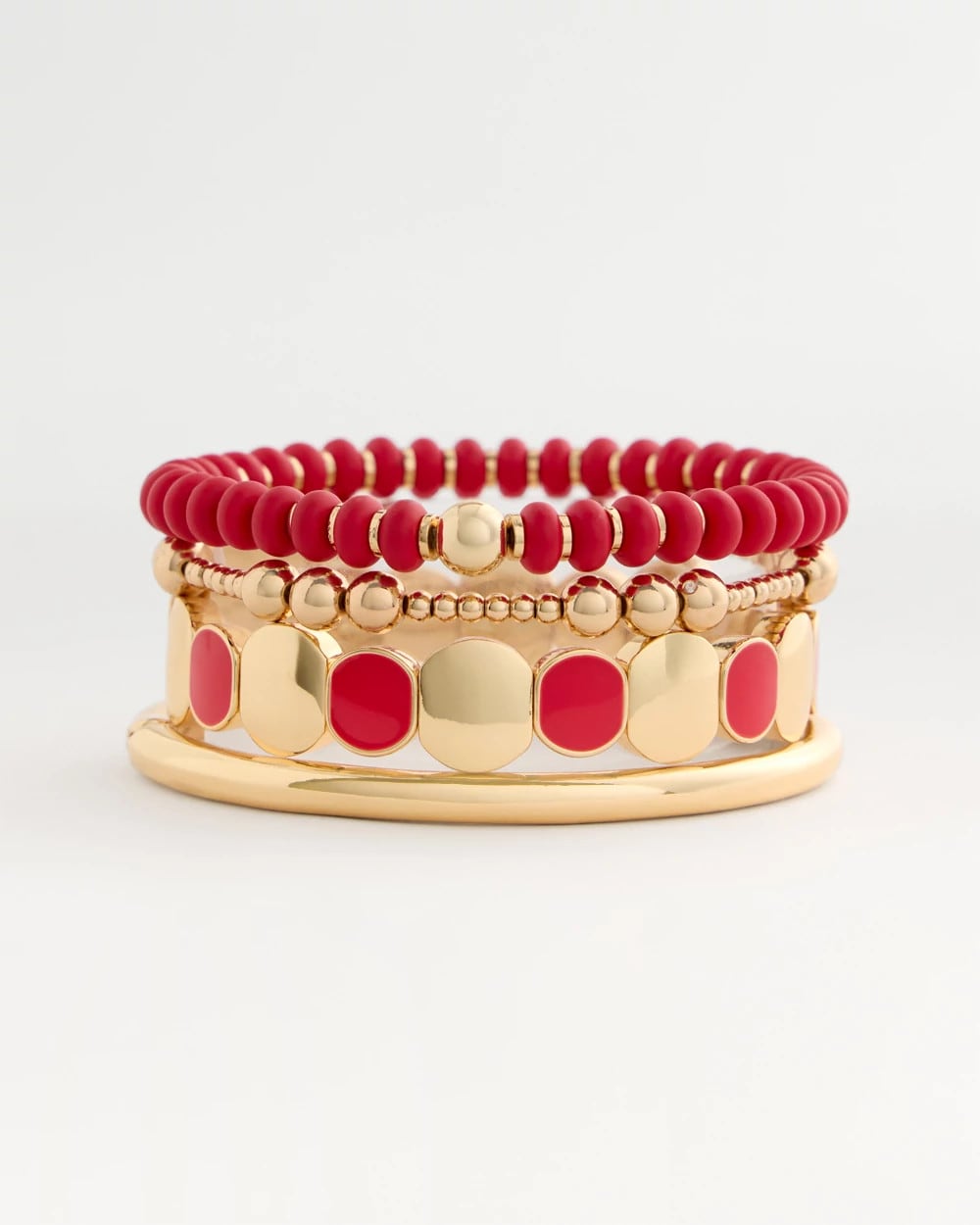 Chico's Red Goldtone Glam Stretch Bracelet