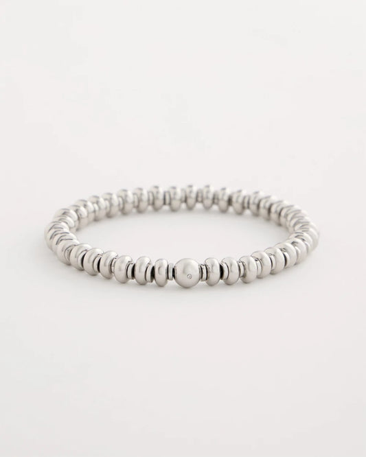 Chico's Silvertone Rounded Stretch Bracelet