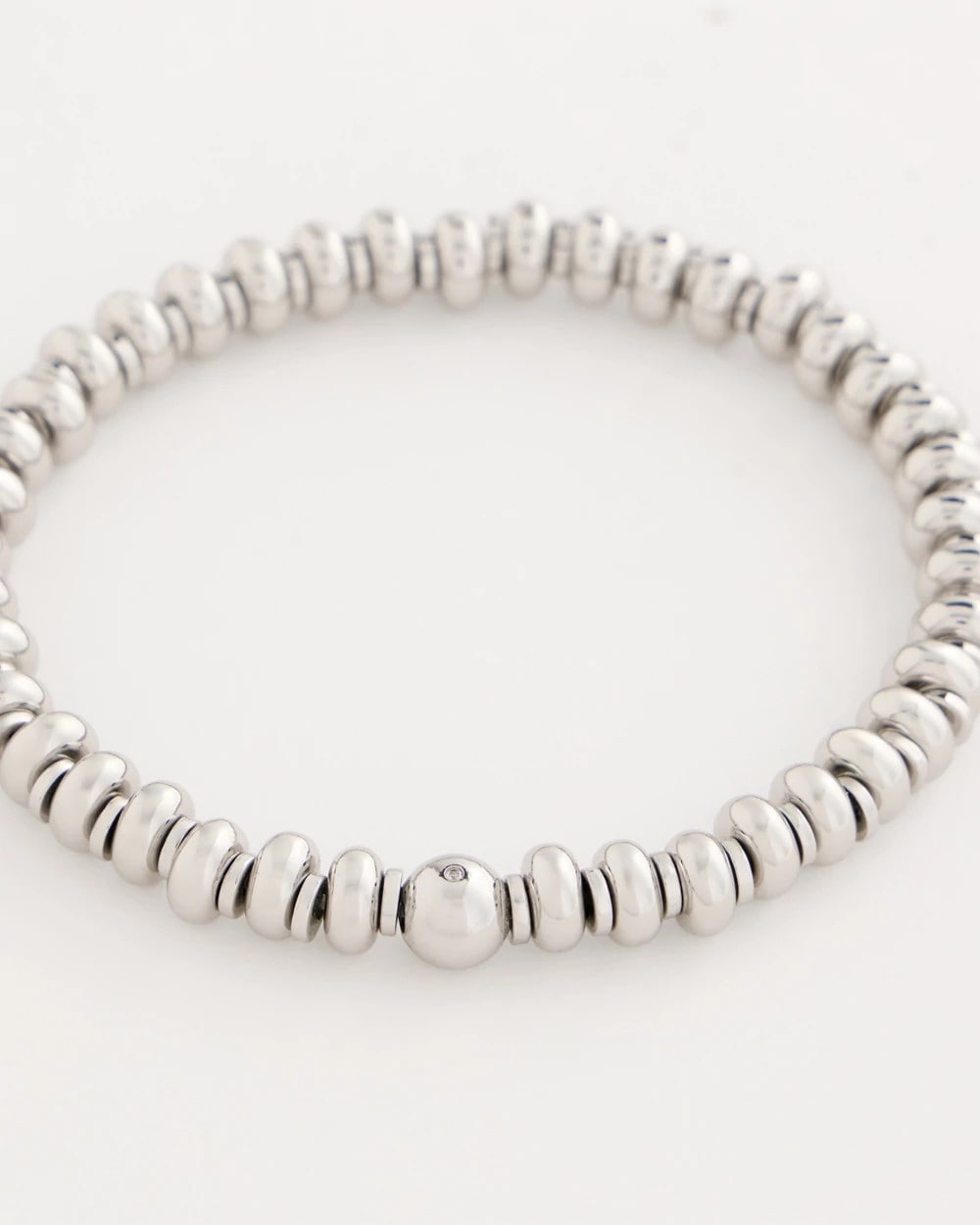 Chico's Silvertone Rounded Stretch Bracelet