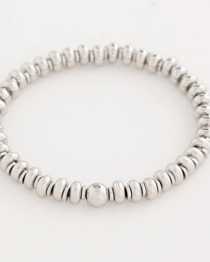 Chico's Silvertone Rounded Stretch Bracelet