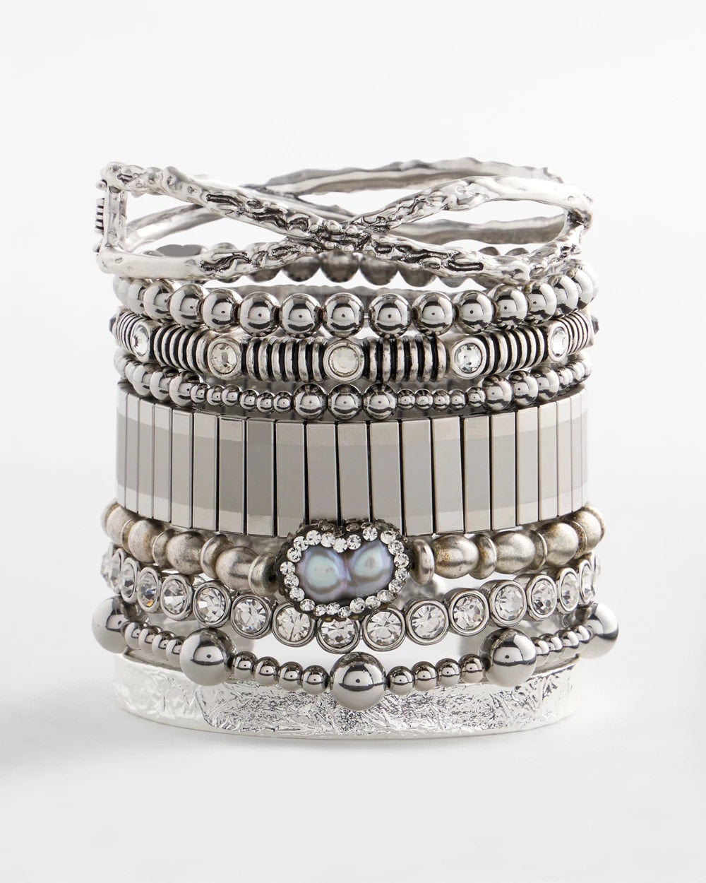 Chico's Silvertone Flexible Cuff Bracelet