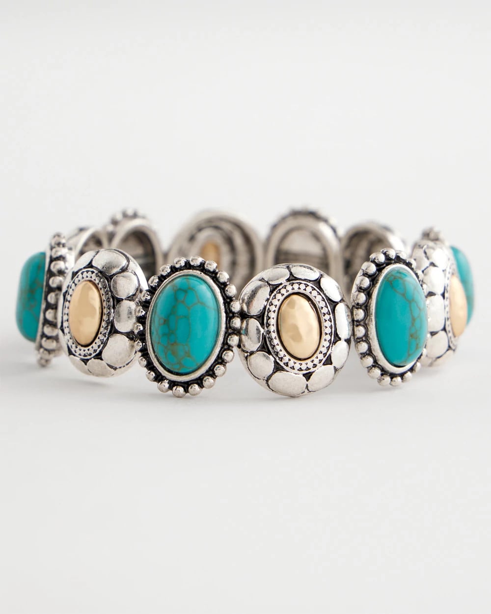 Chico's Turquoise Mixed Metal Stretch Bracelet