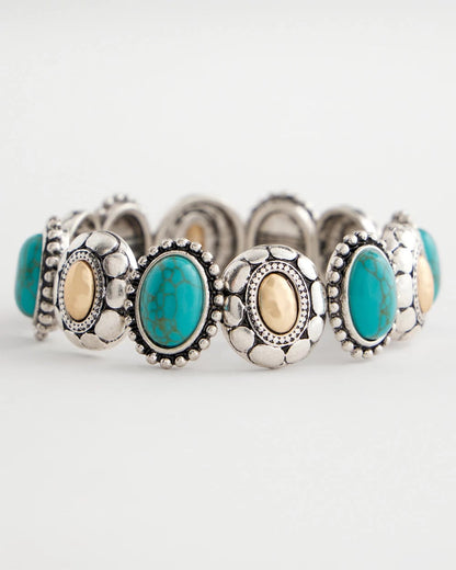 Chico's Turquoise Mixed Metal Stretch Bracelet