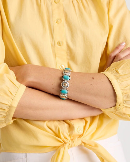 Chico's Turquoise Mixed Metal Stretch Bracelet