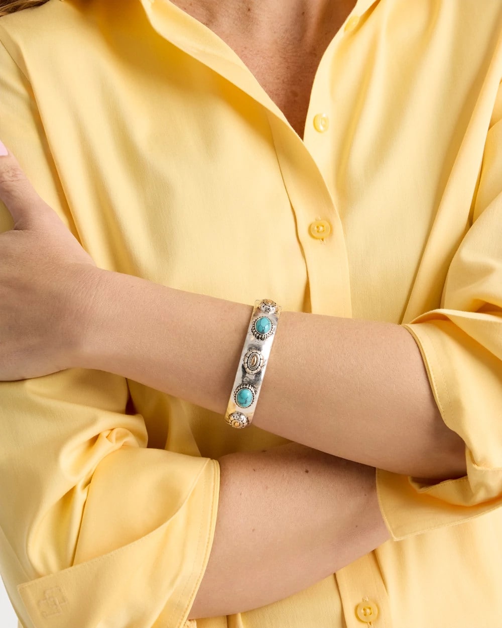 Chico's Turquoise Mixed Metal Bangle