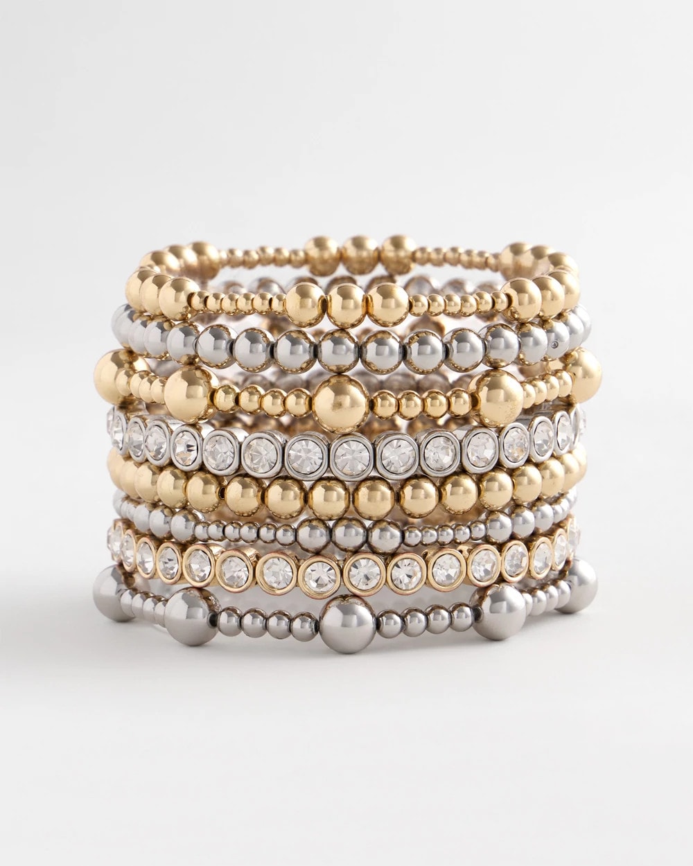 Chico's Silver-tone Small Bead Stretch Bracelet