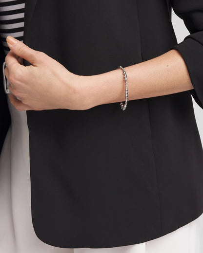 Chico's Silver-tone Small Bead Stretch Bracelet