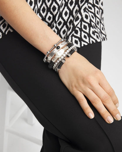 Chico's Silver-tone Small Bead Stretch Bracelet