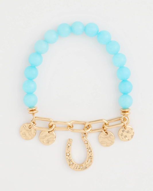 Chico's Jade Stone Link Charm Bracelet