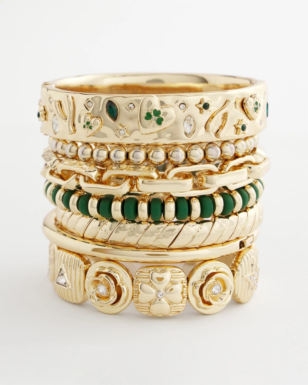 Chico's Green Gold Slice Stretch Bracelet