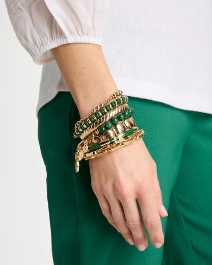 Chico's Green Gold Slice Stretch Bracelet