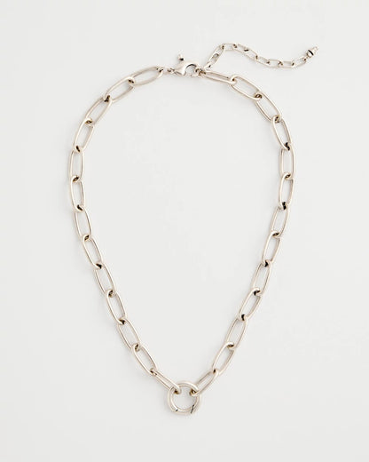 Chico's Silvertone Charm Link Necklace